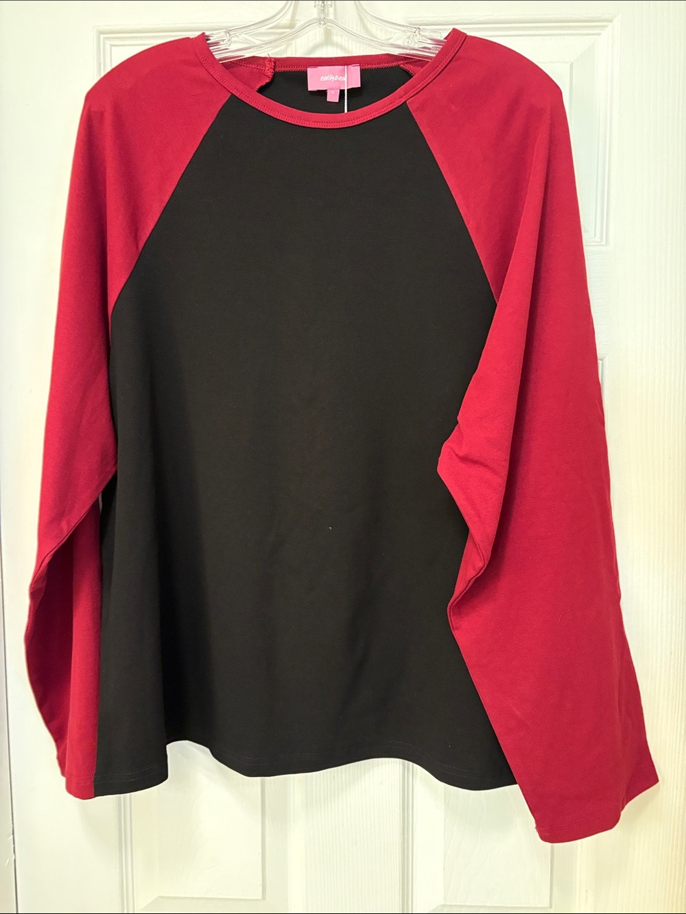 Edikted Black Tee with Burgundy Sleeves